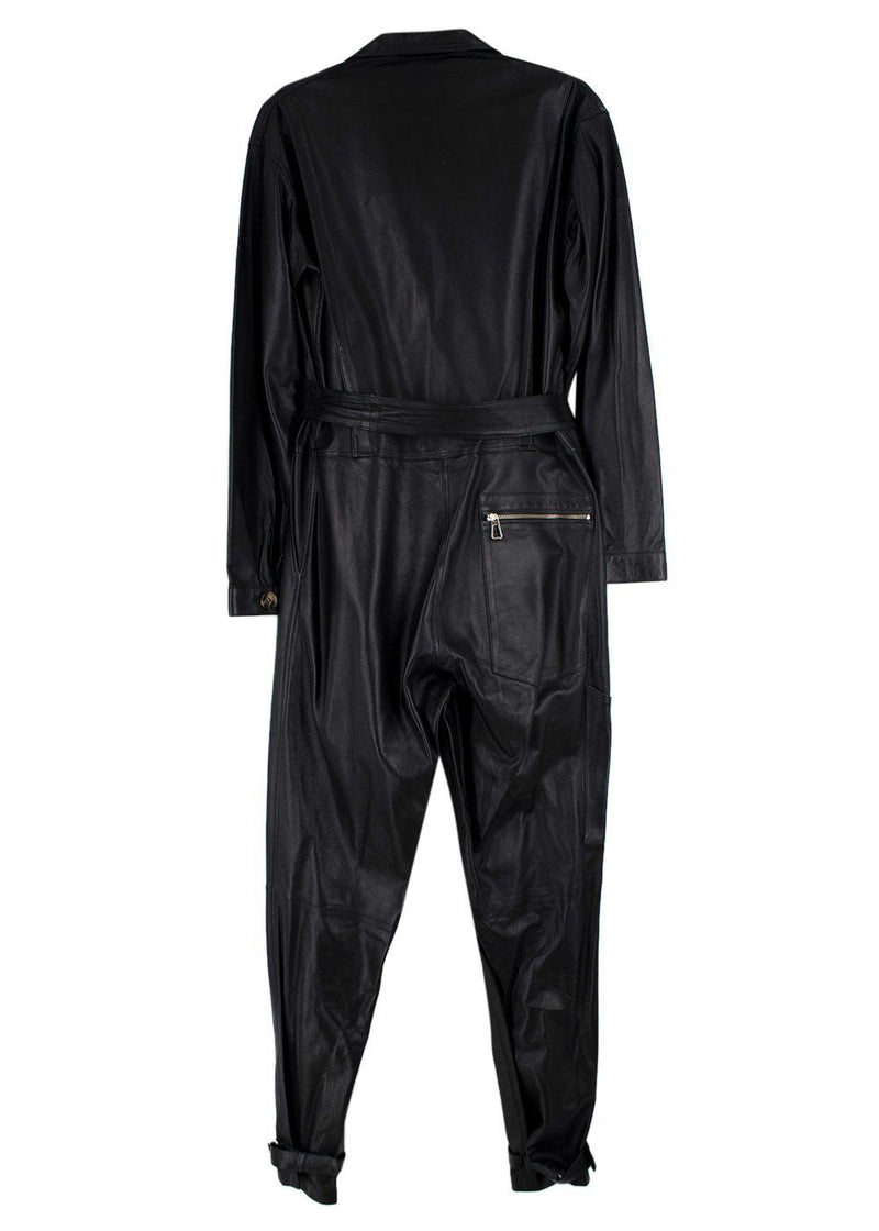 Dodo Bar Or Black Leather Barbara Belted Jumpsuit