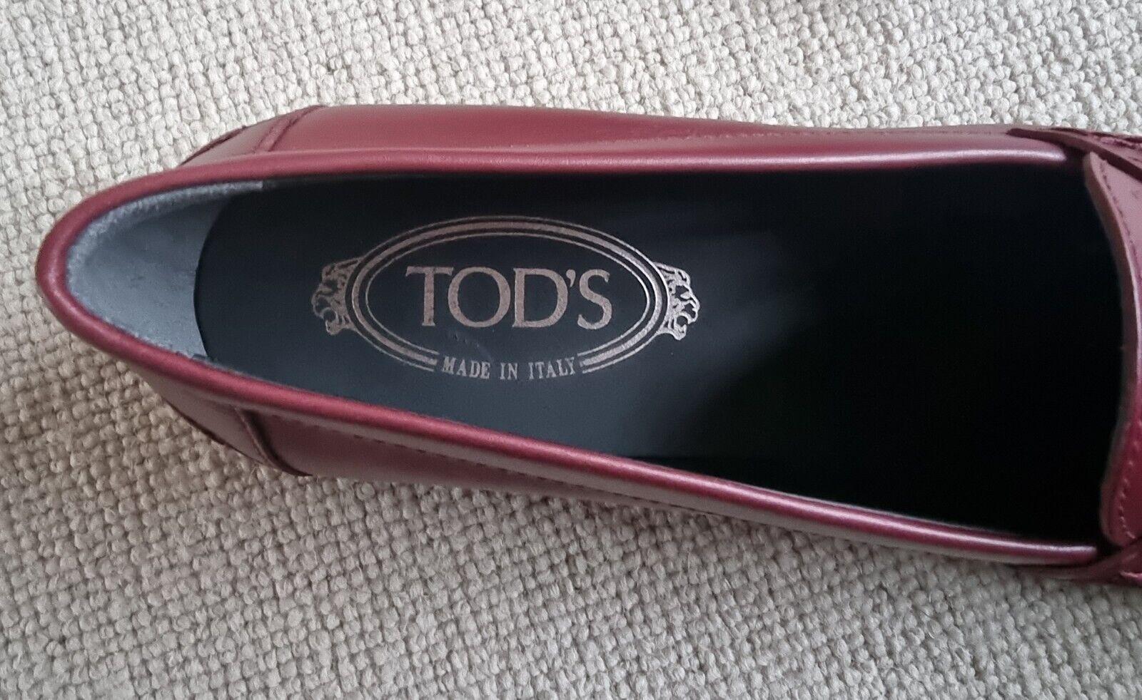 Tod's Dark Red Leather Loafers