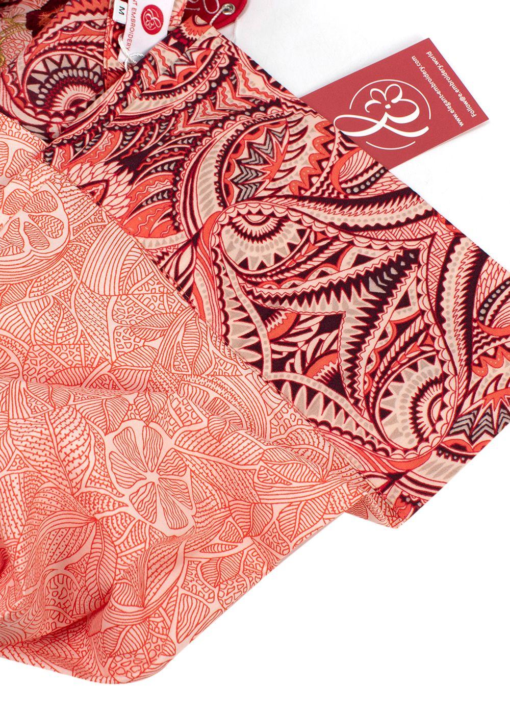 Elegant Embroidery Coral Embroidered Kaftan