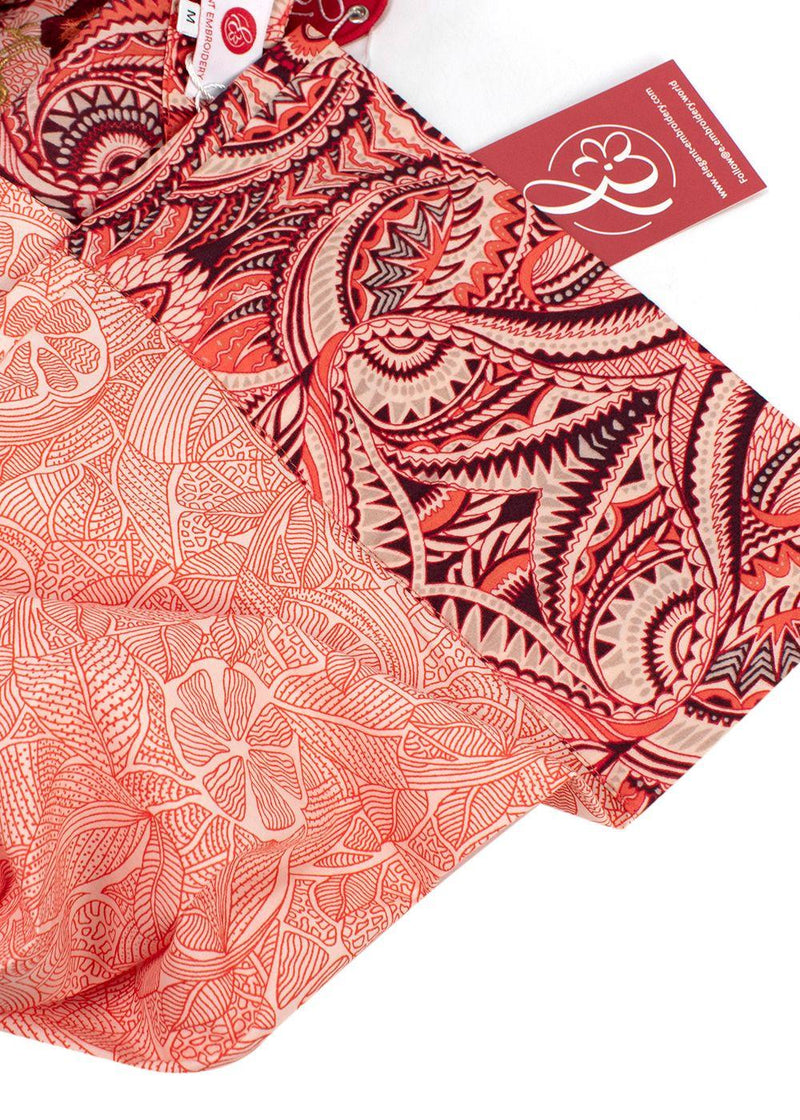 Elegant Embroidery Coral Embroidered Kaftan