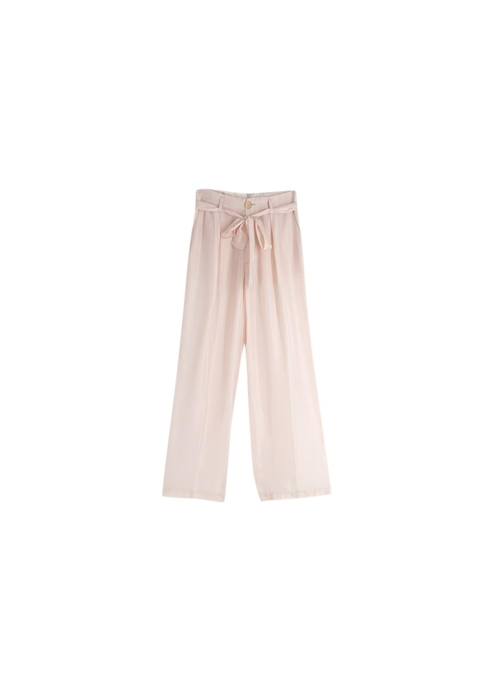 Pale pink hammered silk trousers