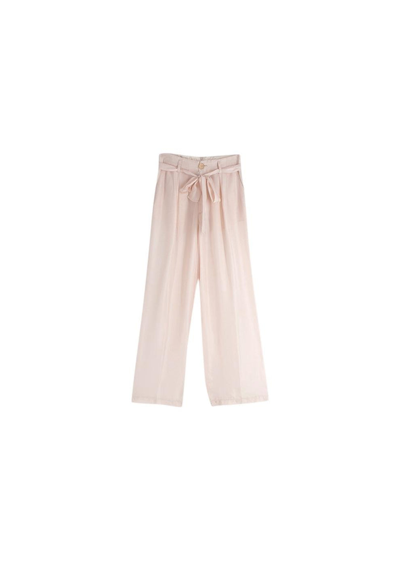 Pale pink hammered silk trousers