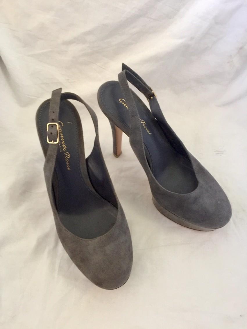 Gianvito Rossi Grey Suede Slingback Sandals