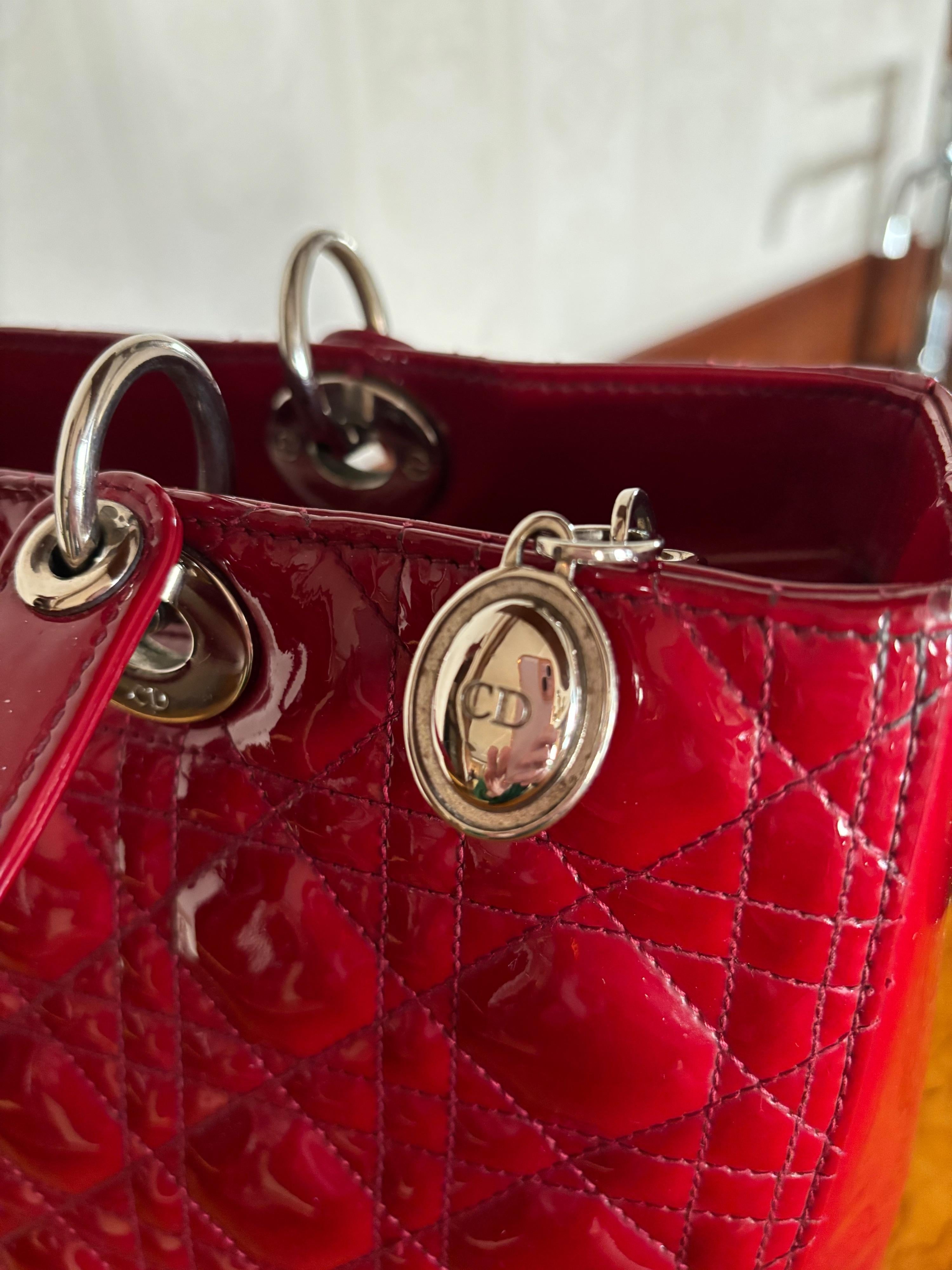 Dior Red Patent Leather Large Lady Dior