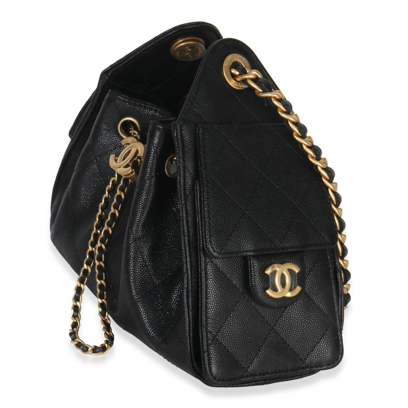 Chanel Black Quilted Caviar Mini Chanel 25 Hobo 26P