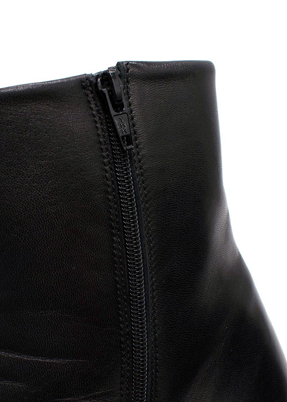 Vetements Black Leather Ankle Boots with Gold Tone Heel