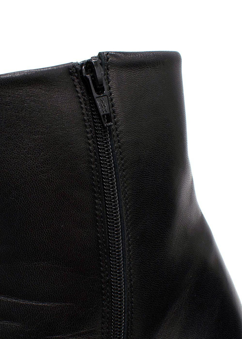 Vetements Black Leather Ankle Boots with Gold Tone Heel