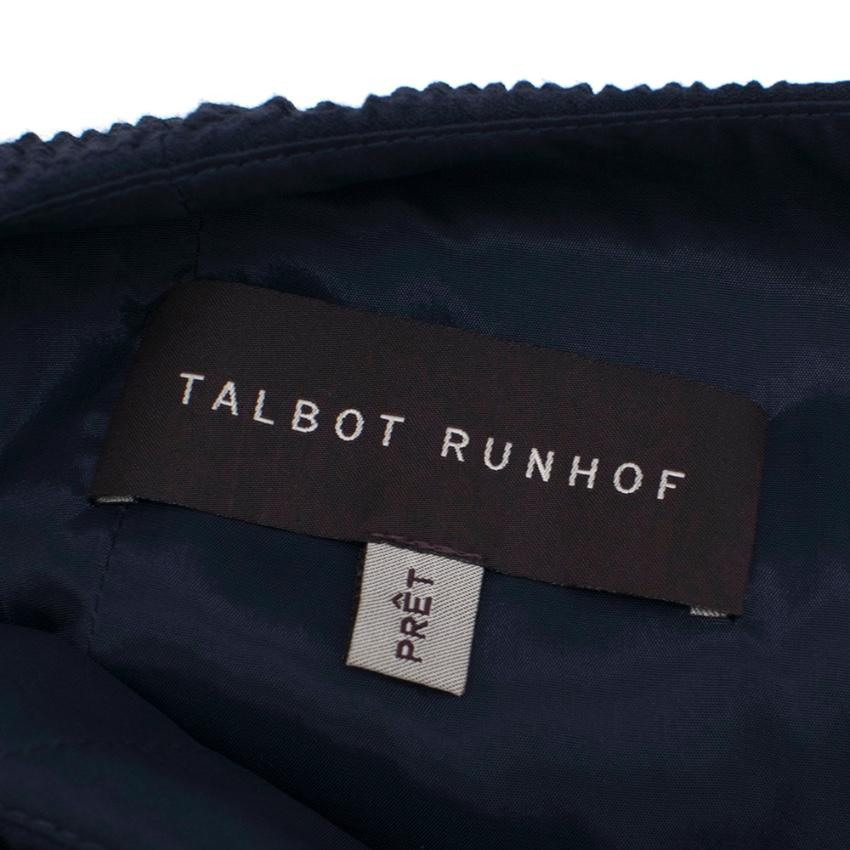 Talbot Runhoff Navy Jacquard Sleeveless A-line dress