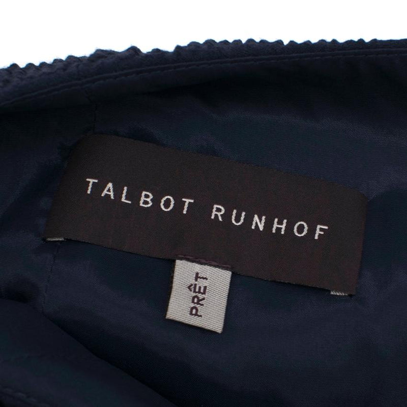 Talbot Runhoff Navy Jacquard Sleeveless A-line dress
