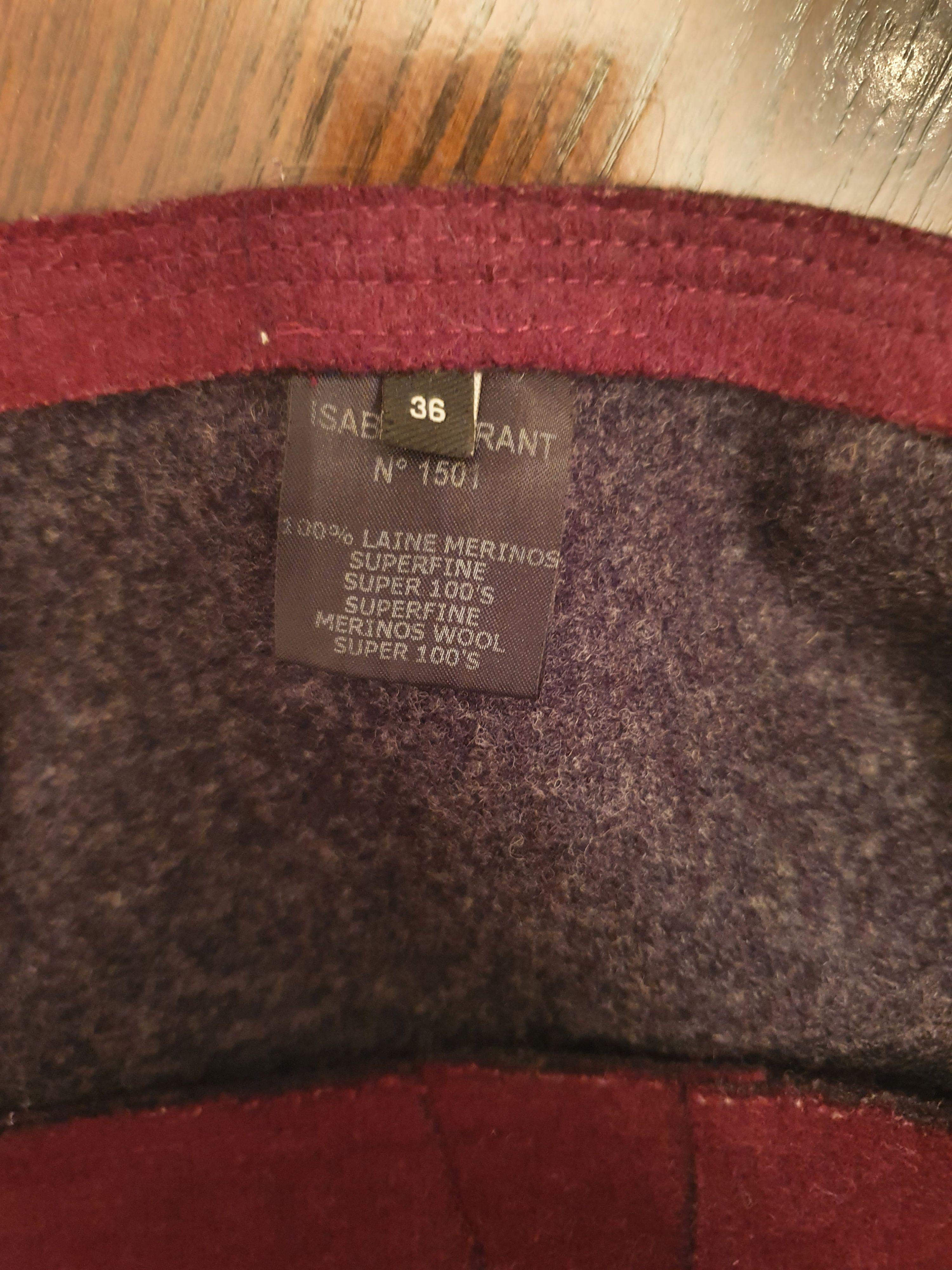 Burgundy Flared Wool Mini Skirt