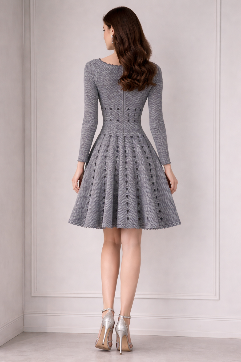 Alaia Grey Fit And Flare Dress