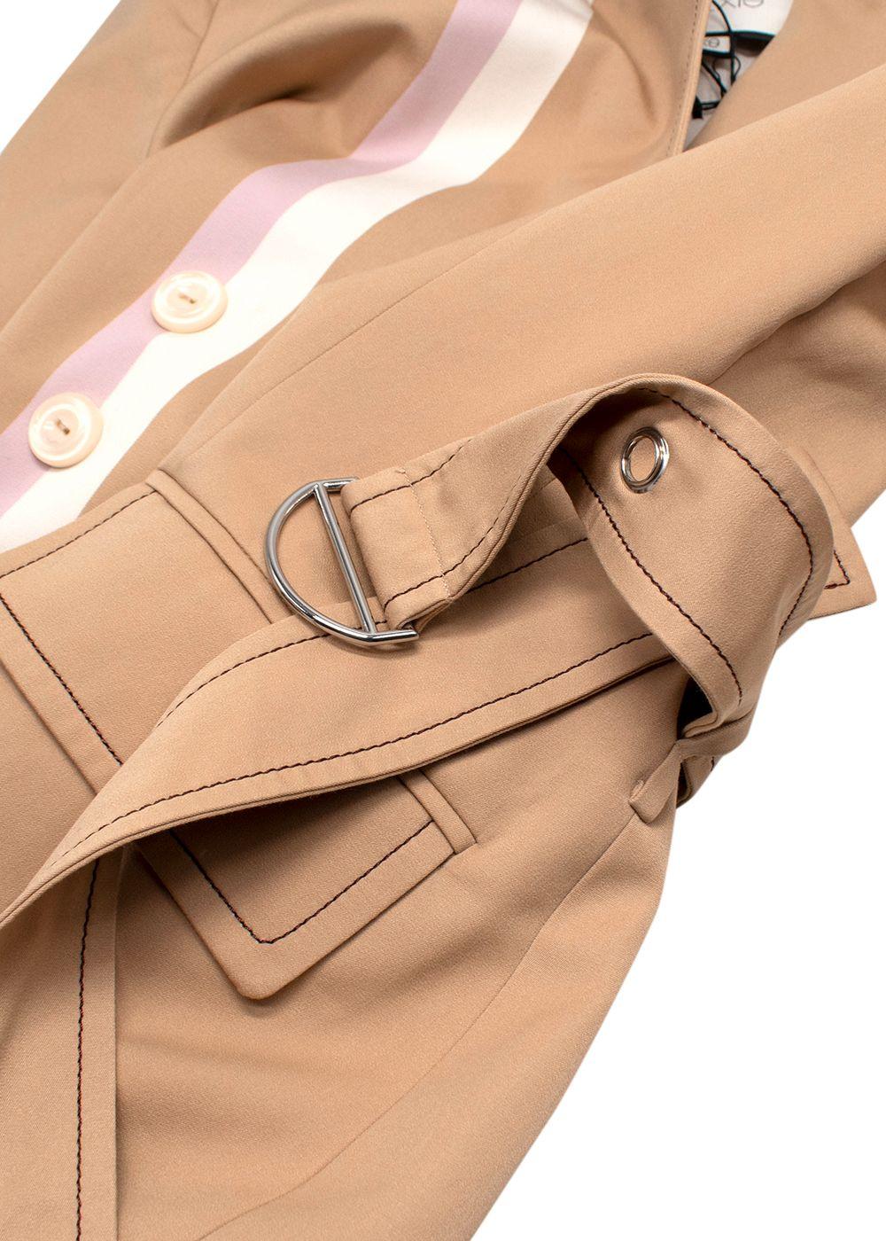 Alexis Beige Double-Breasted Belted Blazer Jacket
