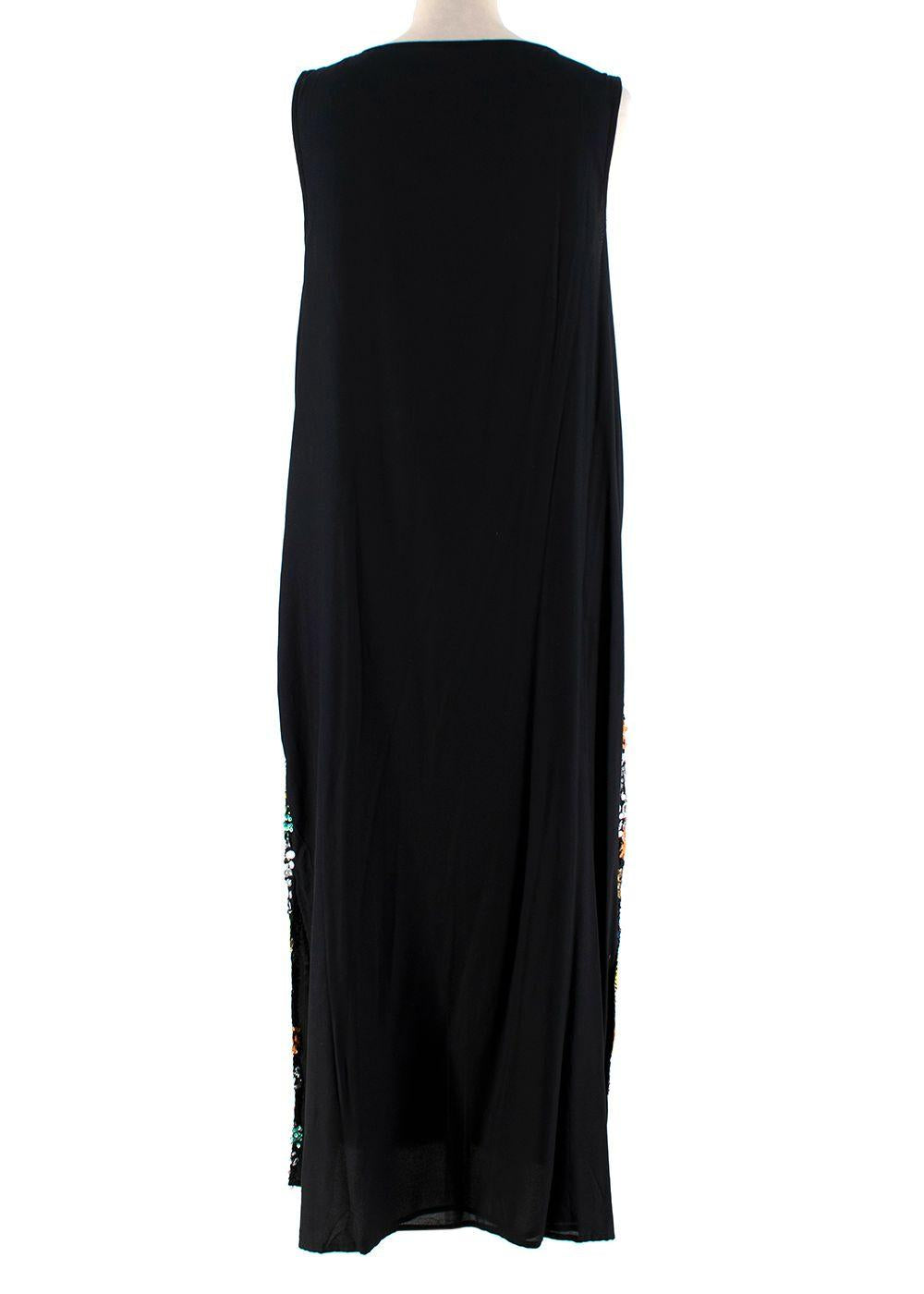 Black Crepe Sequinned Shift Dress