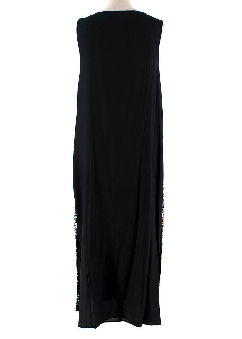 Black Crepe Sequinned Shift Dress