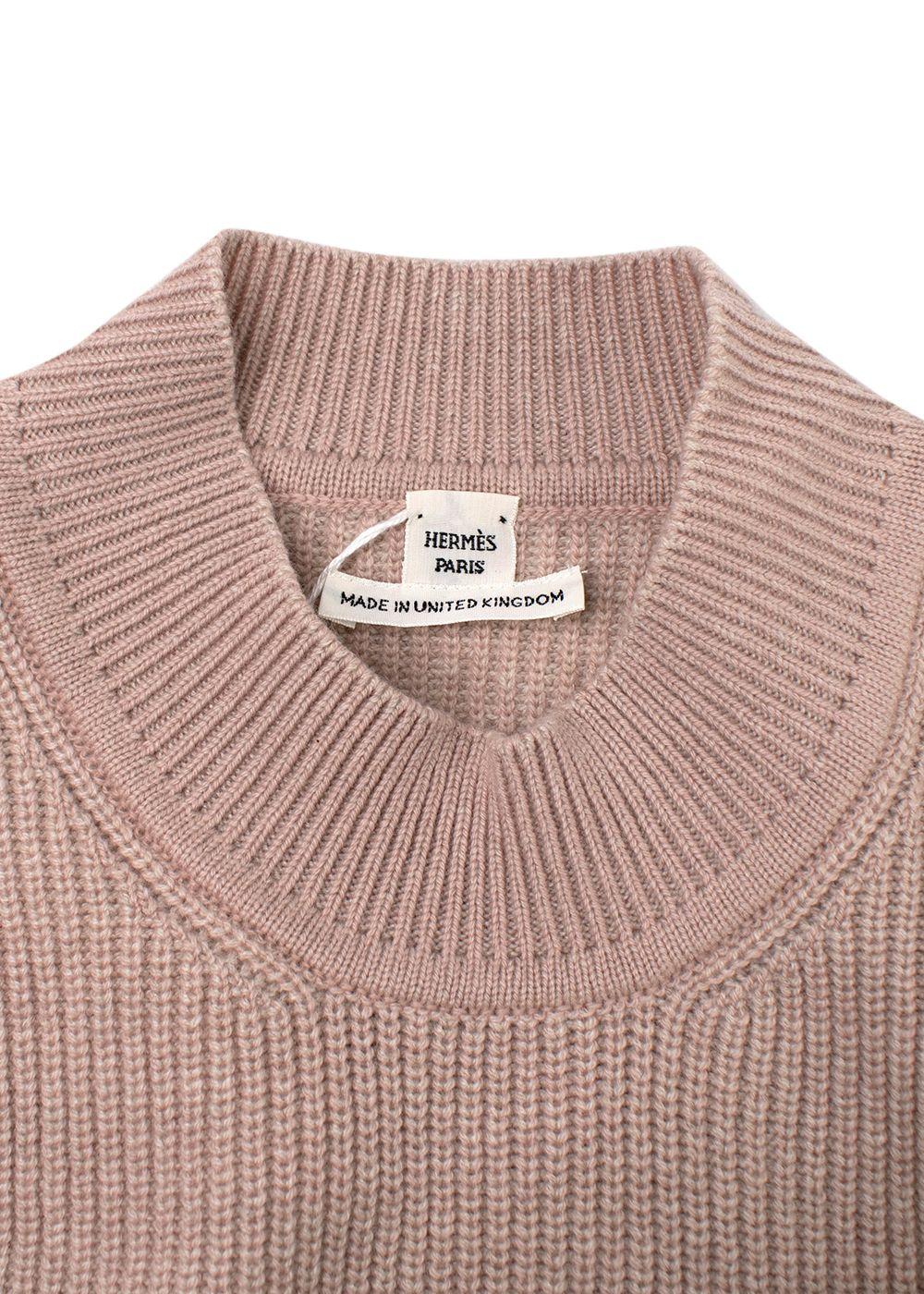 Hermes Blush Pink Ribbed Cashmere Sleeveless Jumper