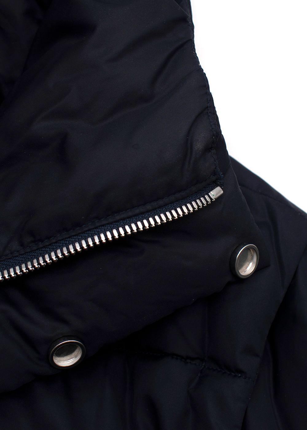 Pangaia Navy Puffer Jacket with Scarf Detail