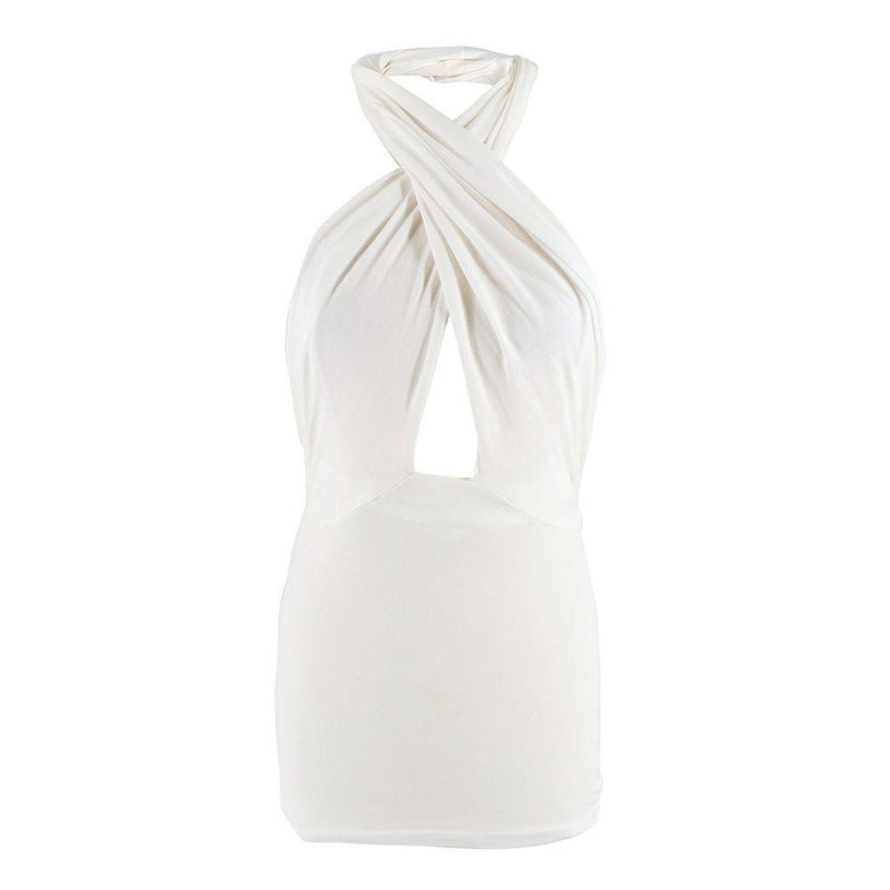 Ralph Lauren Blue Label Ivory Cotton-blend Halterneck Top