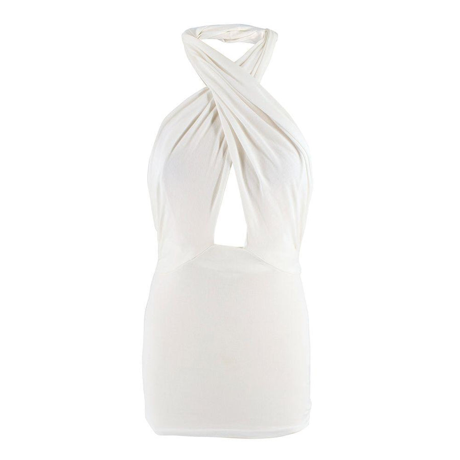 Ralph Lauren Blue Label Ivory Cotton-blend Halterneck Top