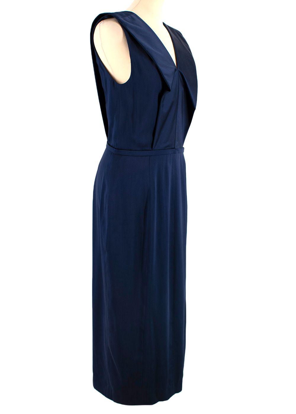Navy Silk Midi Dress