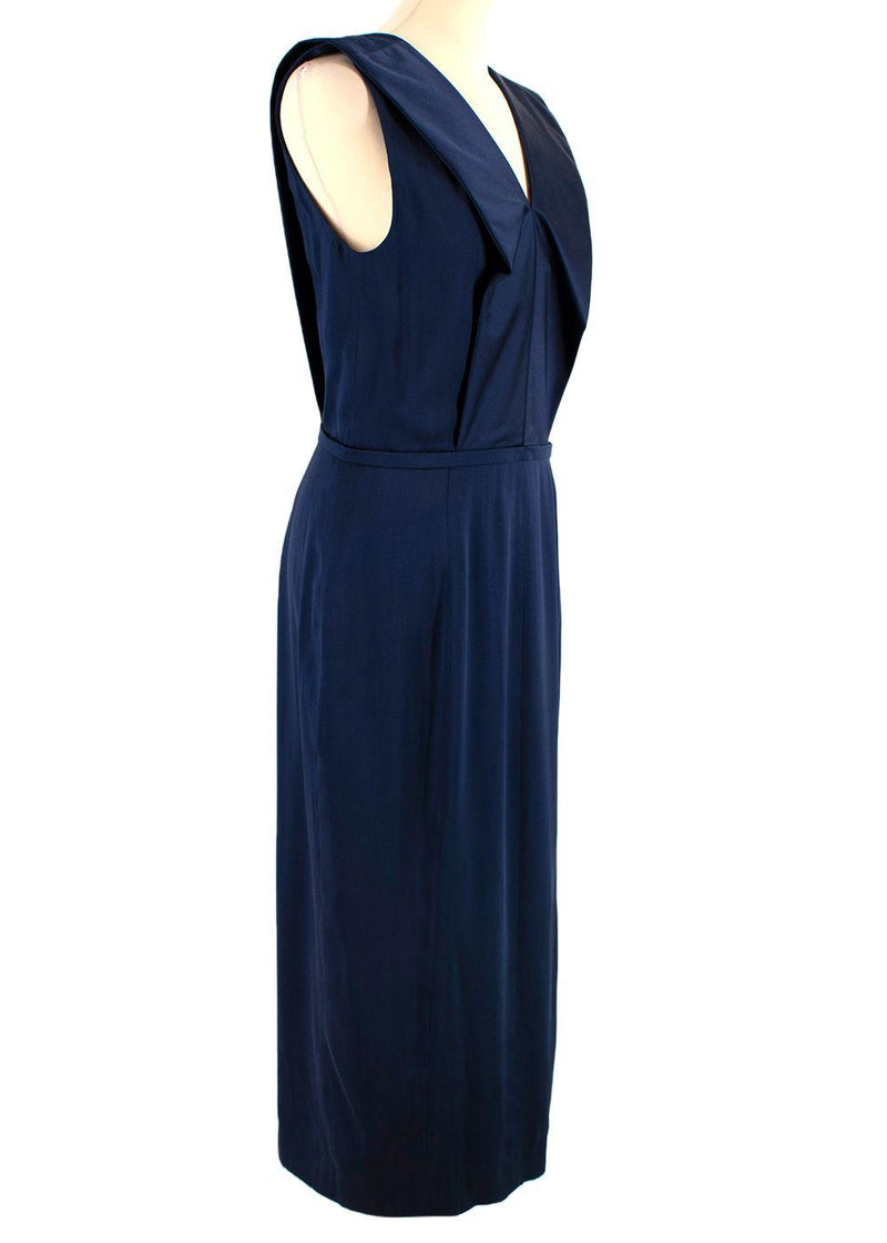 Navy Silk Midi Dress