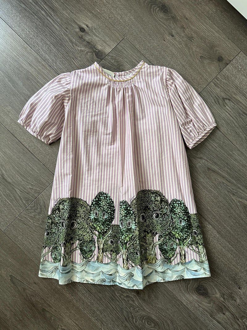 Gucci Red Striped Dress with Tree Print
