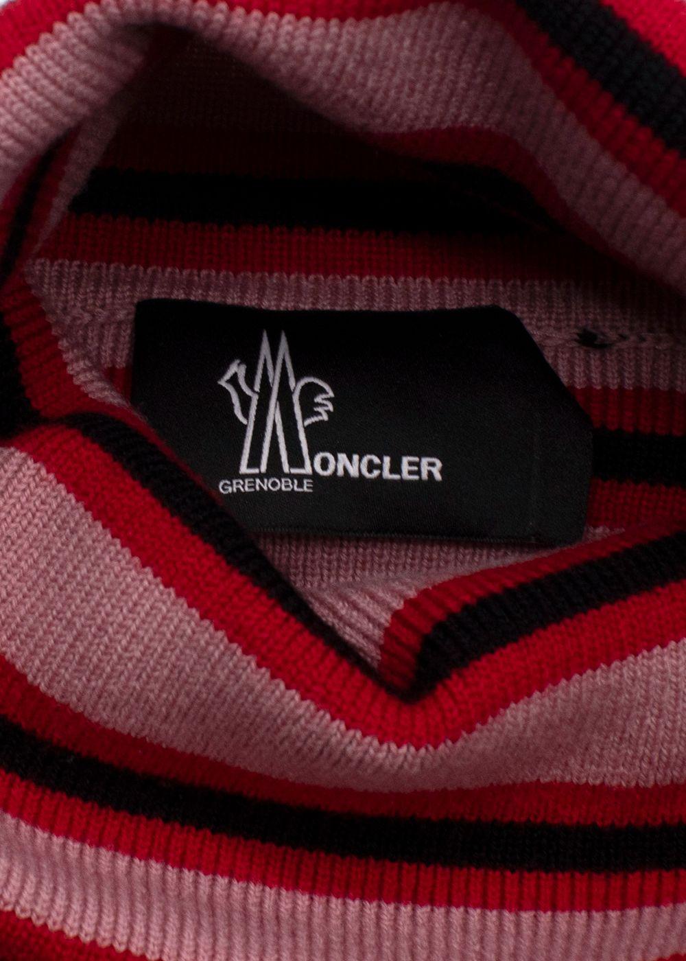 Moncler Pink Striped High Neck Wool Jumper