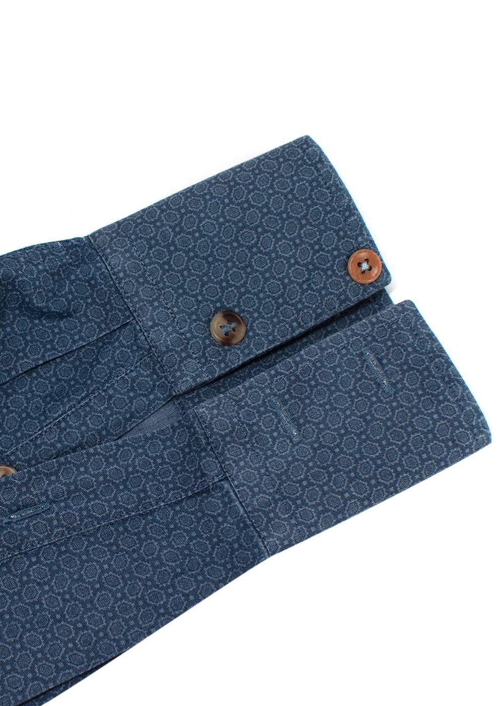 Brunello Cucinelli Blue Cotton Patterned Shirt