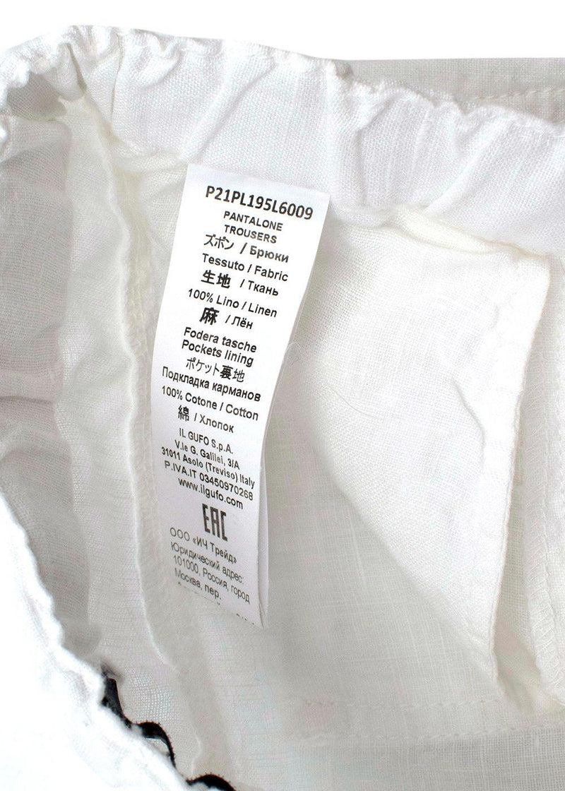 Kids white cotton draw string trousers
