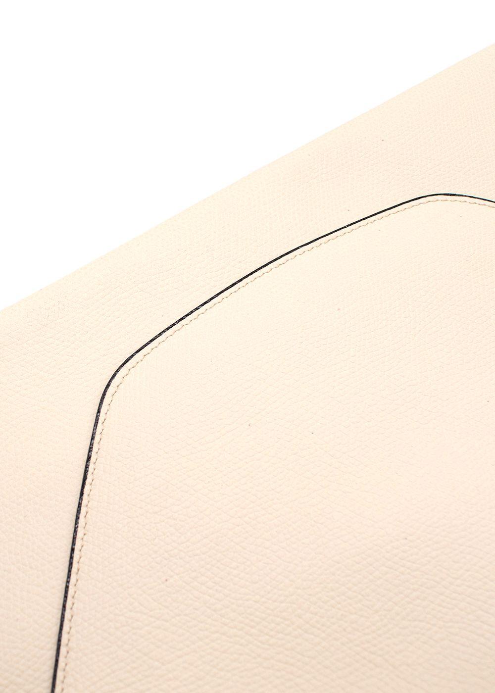 Valextra Cream Leather Envelope Clutch