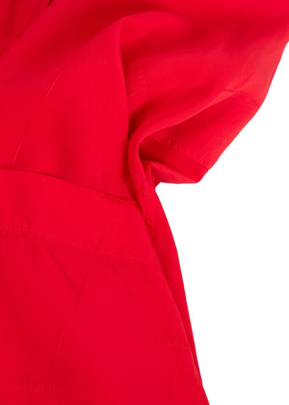 Balenciaga Red  Jacquard Oversized Silk Shirt
