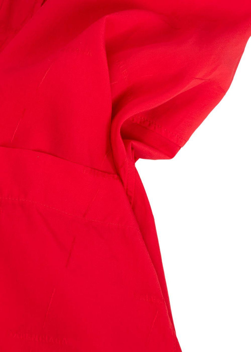 Balenciaga Red  Jacquard Oversized Silk Shirt