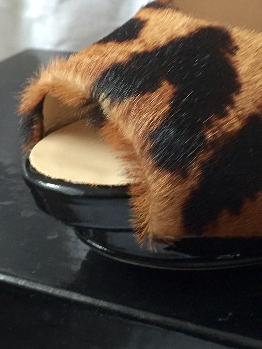 Giuseppe Zanotti Pony Hair Leopard Print Peep Toe Pumps