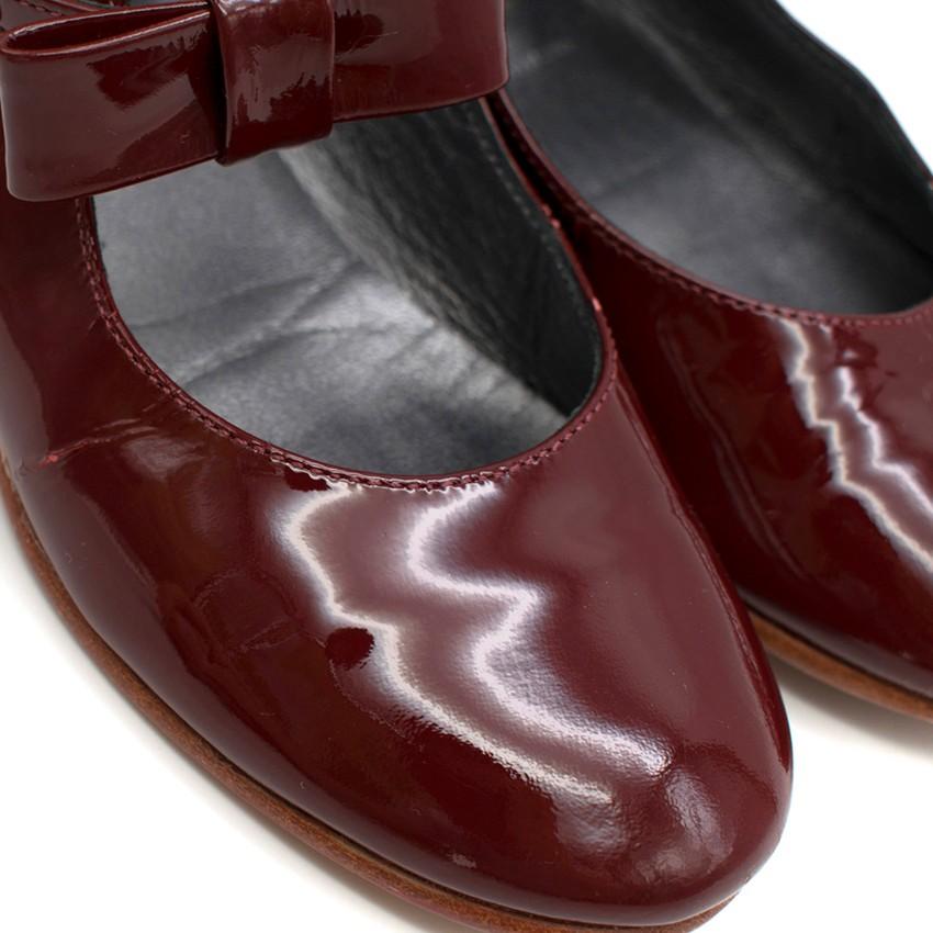 Bonpoint Girl's Patent Leather Burgundy Red Ballet Flats