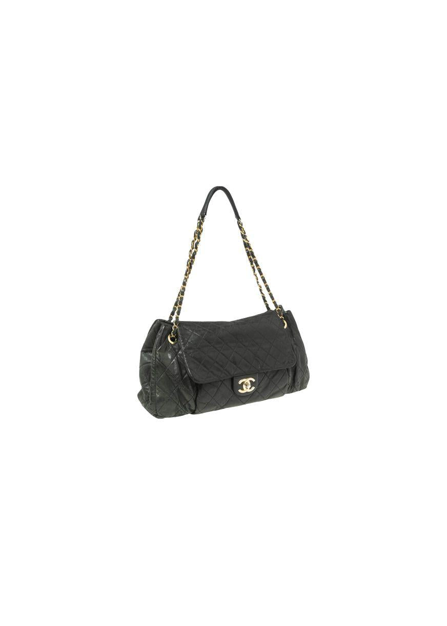 Chanel Dark Green Calfskin Shoulder Bag