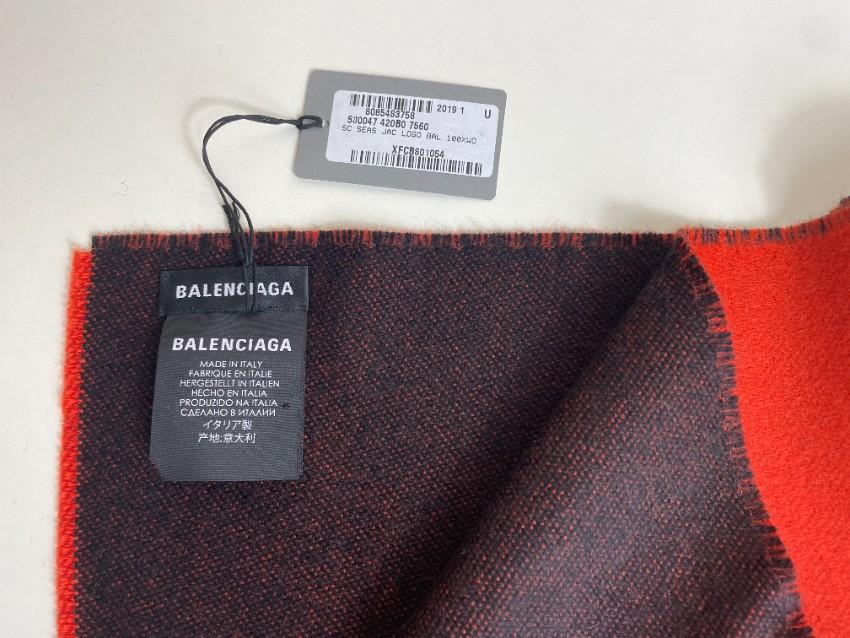 Balenciaga Orange Bi-Colour Logo Intarsia Scarf