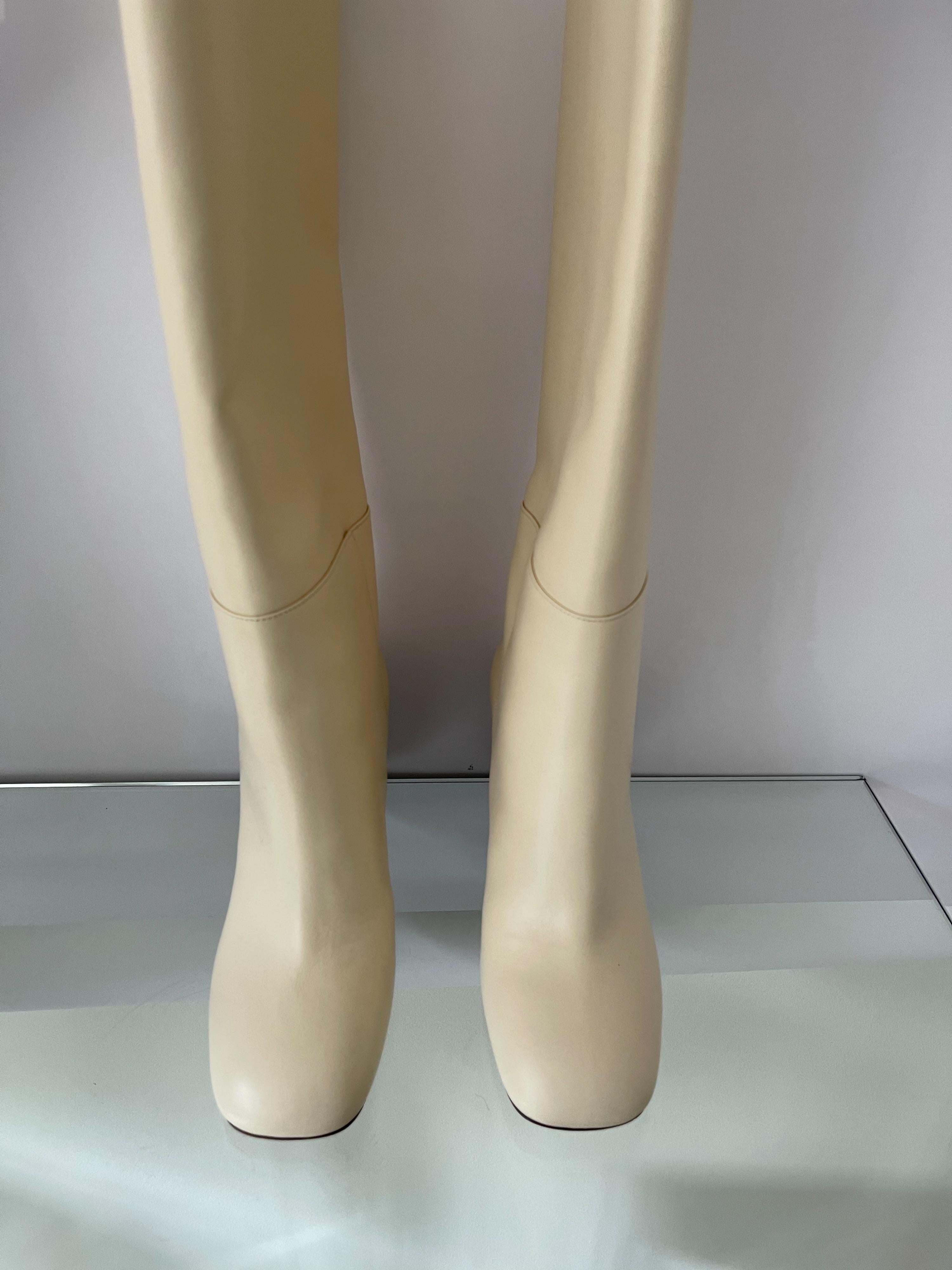 Ivory Leather OTK Boots