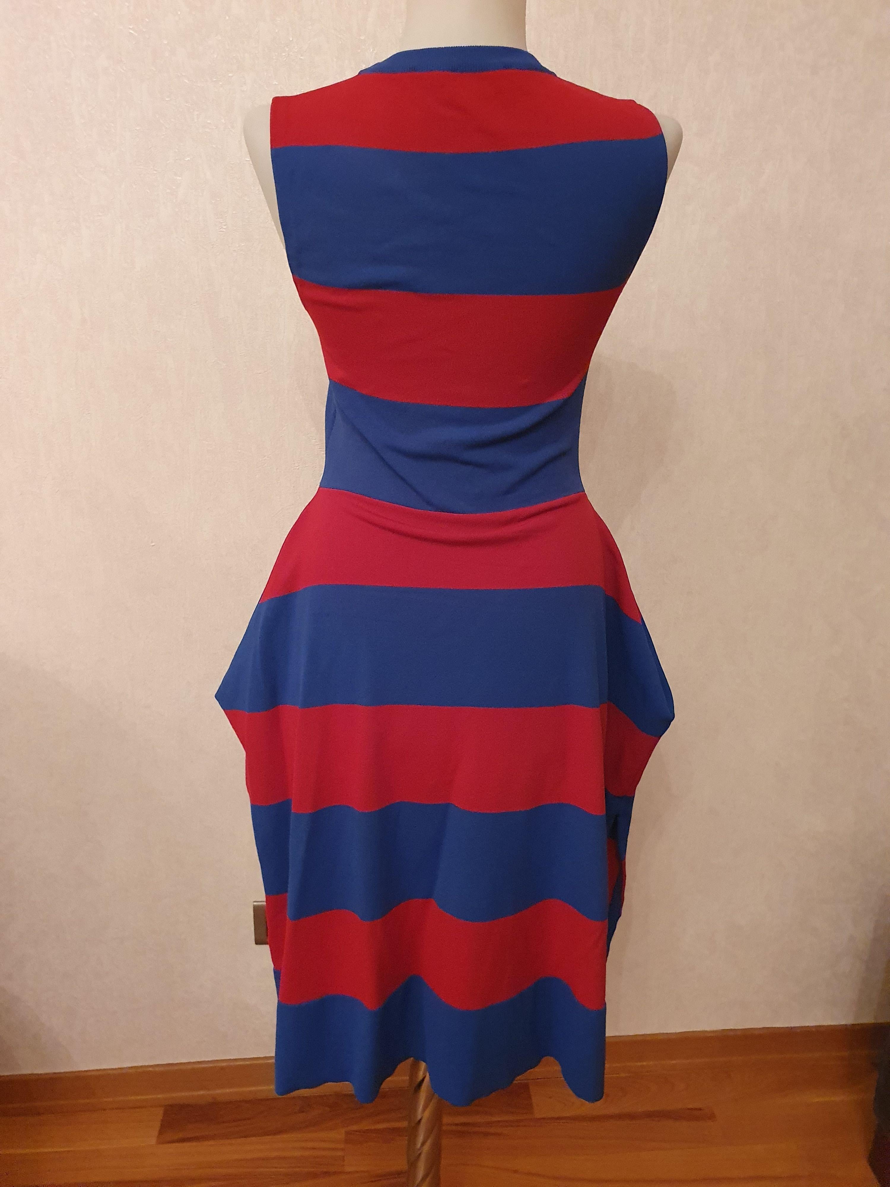 Red & blue striped cotton t-shirt dress