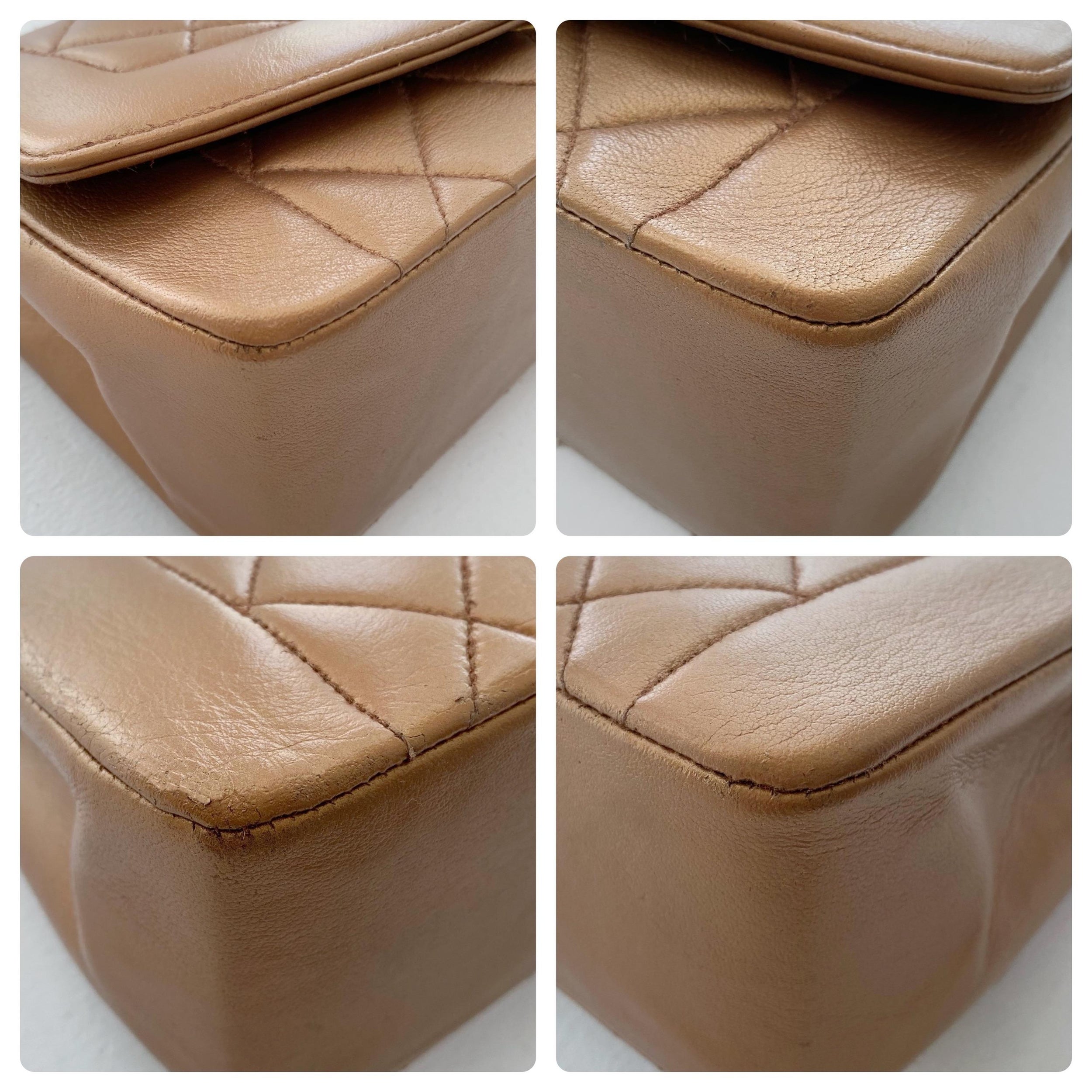 Vintage camel leather quilted small Diana flap bag
