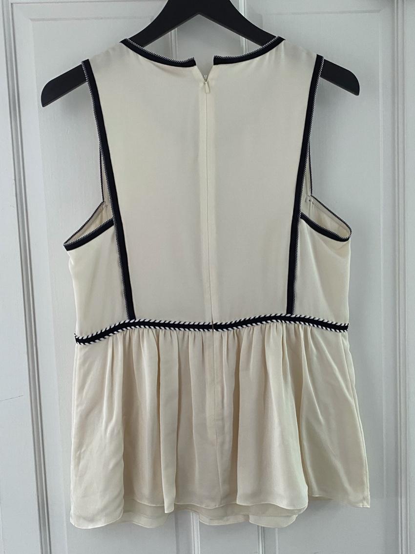 Tory Burch Cream Contrast Trim Sleeveless Top