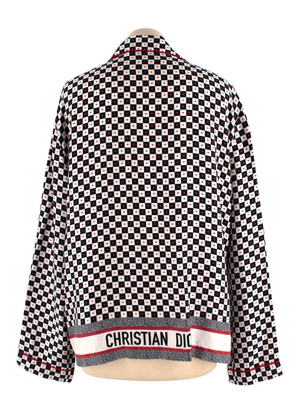 Dior Black and White Check Heart Silk Shirt