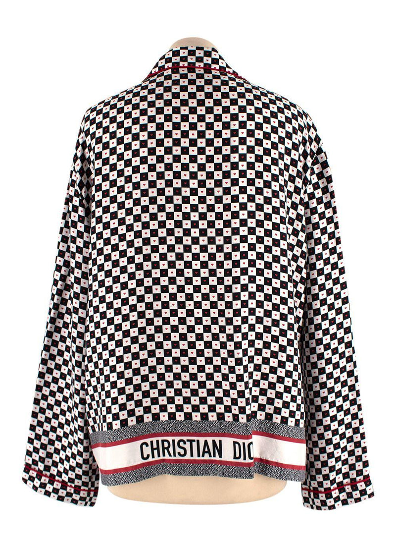 Dior Black and White Check Heart Silk Shirt
