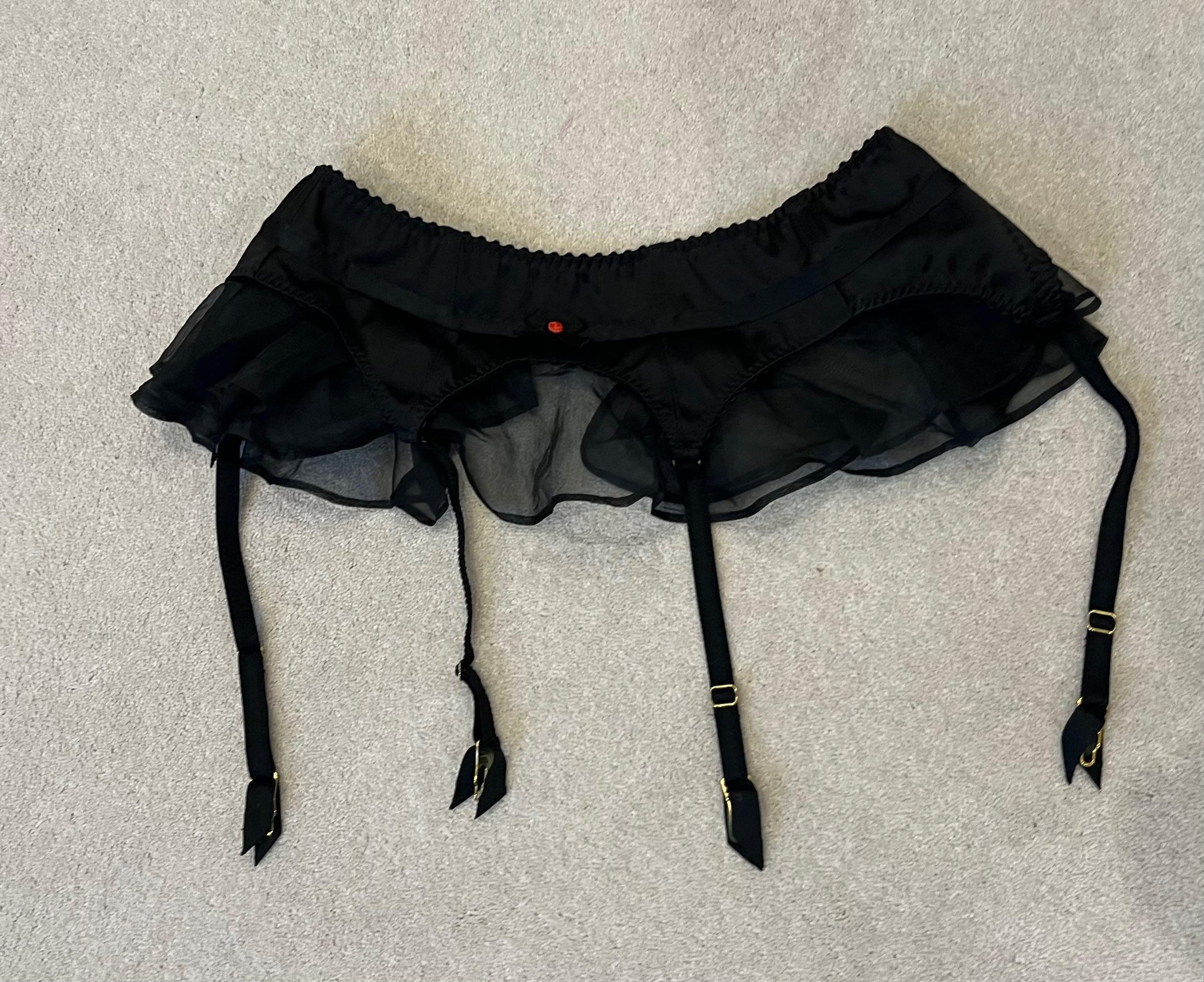 Agent Provocateur Black Silk Suspender Belt