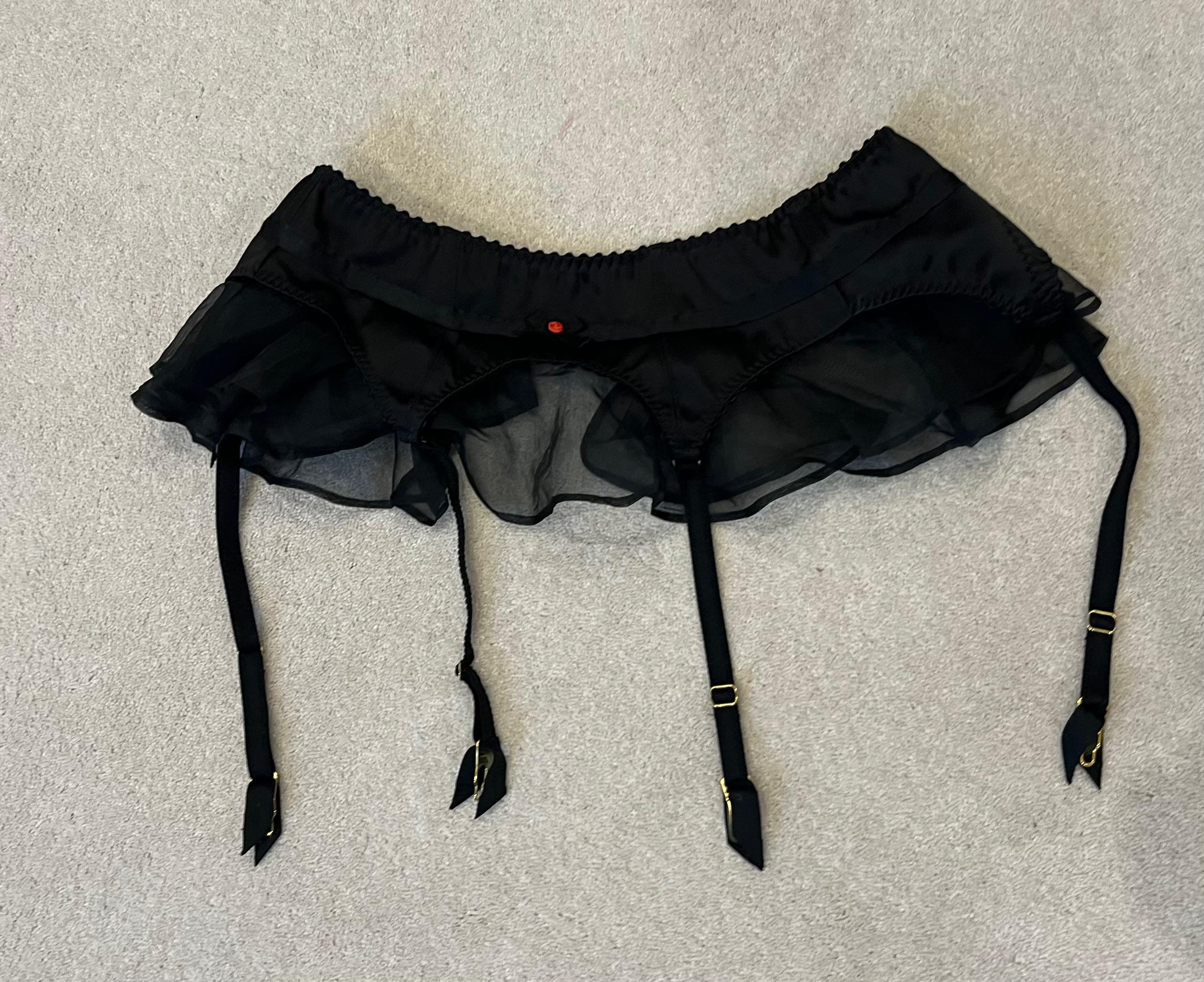 Agent Provocateur Black Silk Suspender Belt