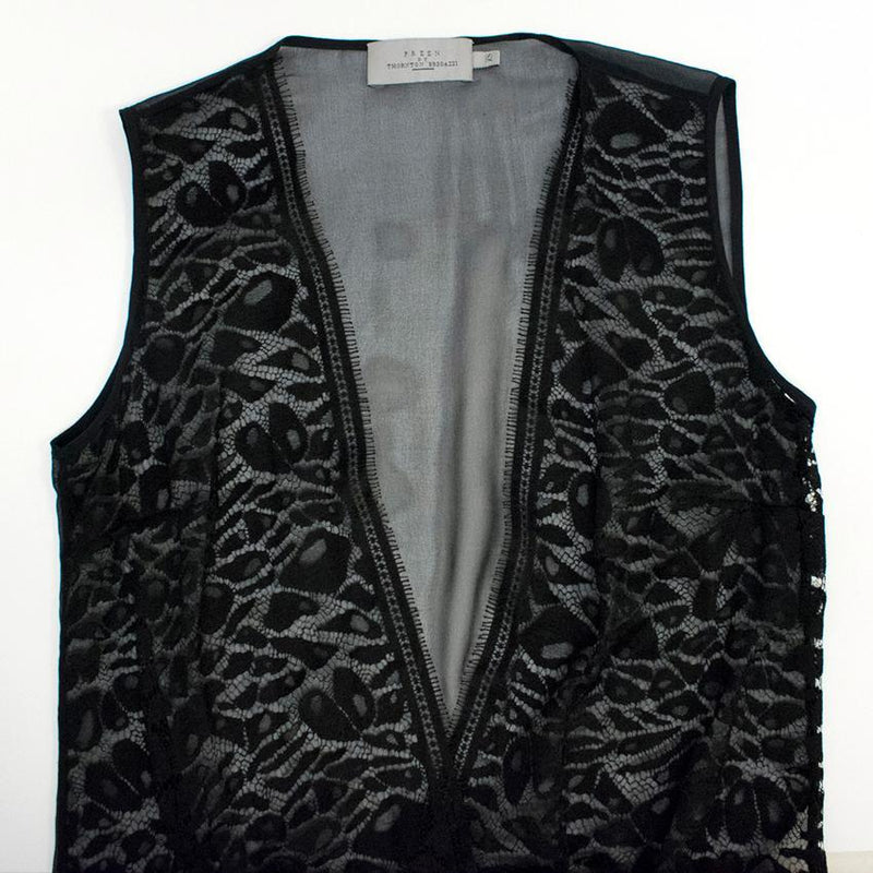 Preen By Thornton Bregazzi Black Sheer Plunge Lace Top