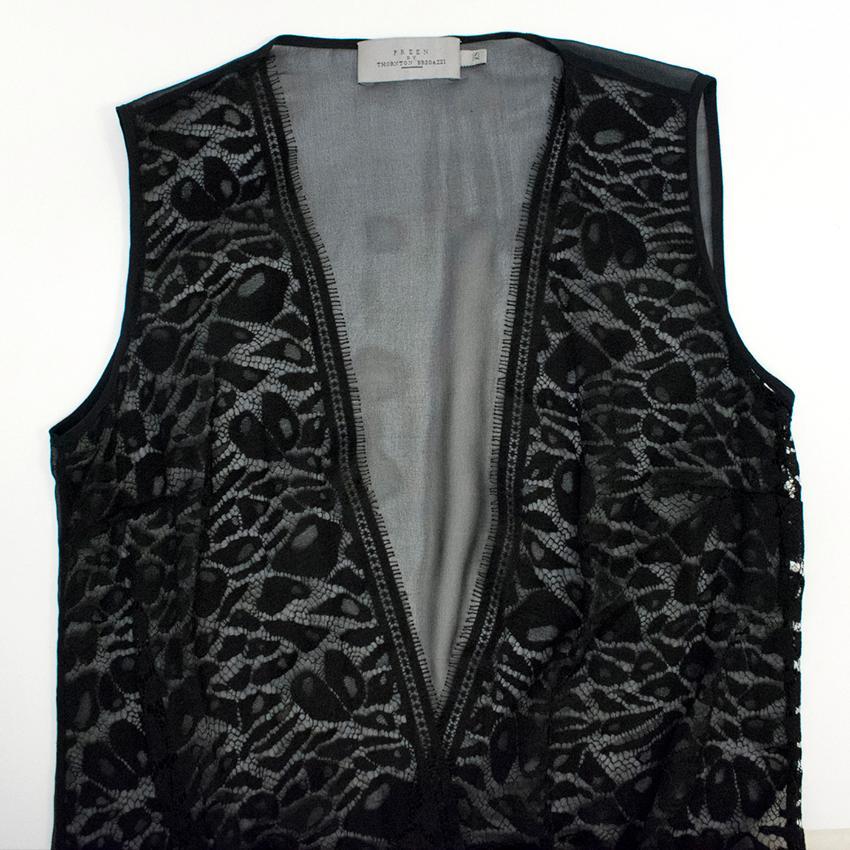 Preen By Thornton Bregazzi Black Sheer Plunge Lace Top
