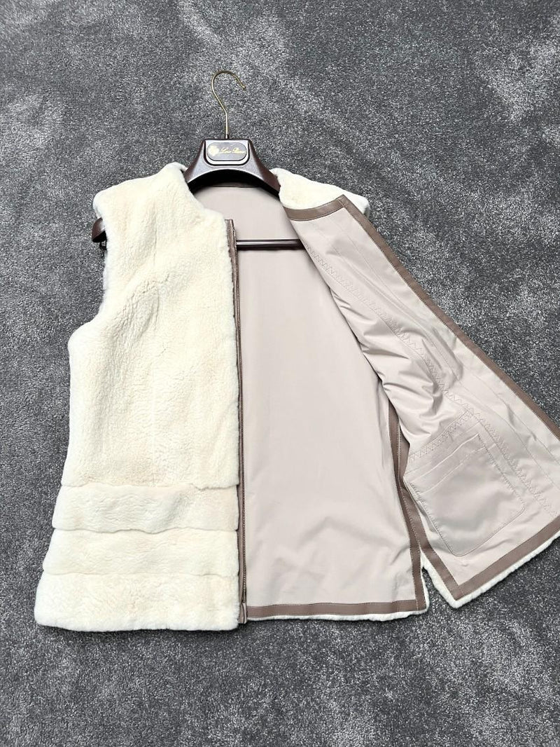 Loro Piana Cream Nylon & Shaved Mink Gilet