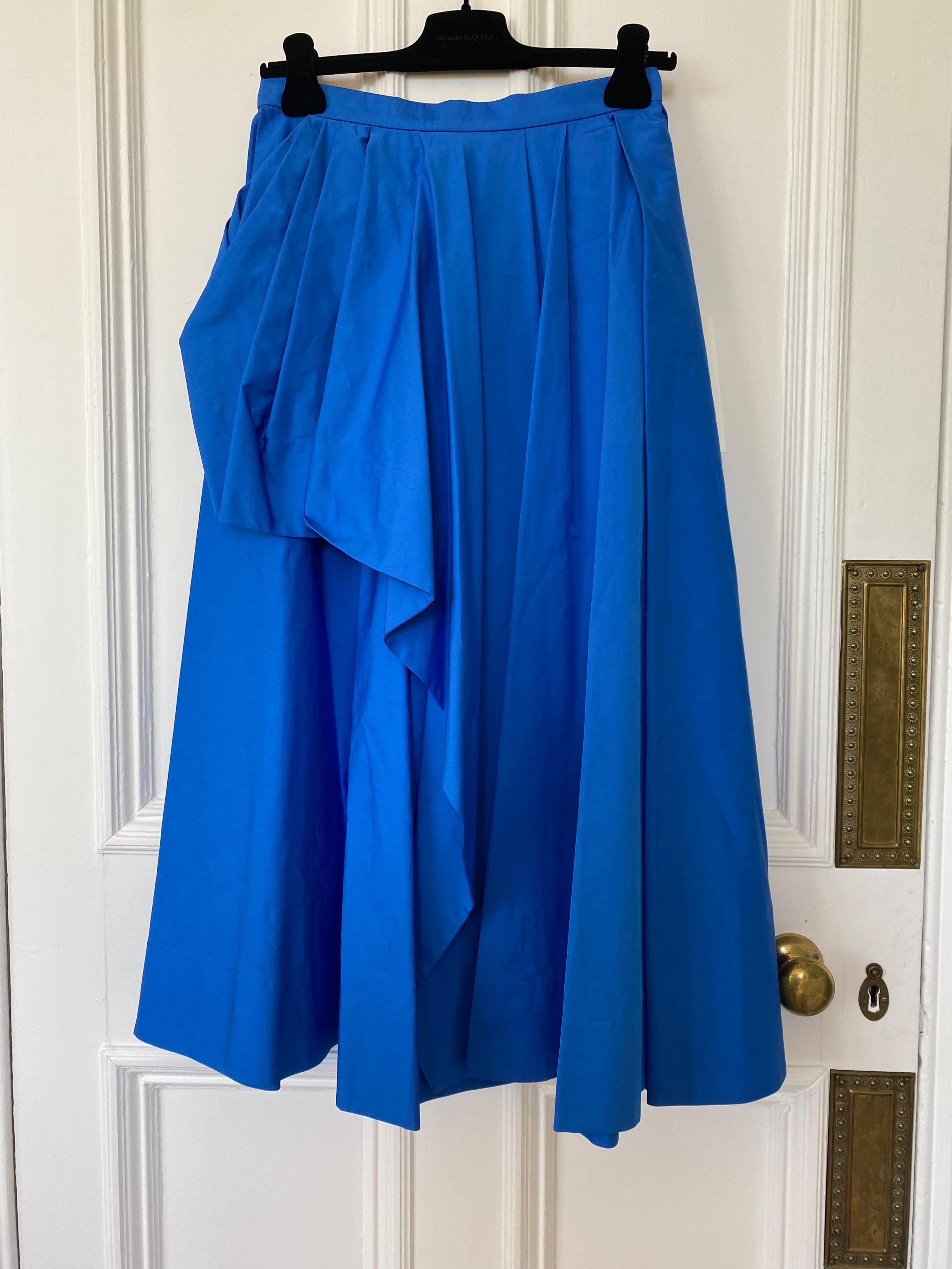 Alexander McQueen Blue Draped Midi Skirt