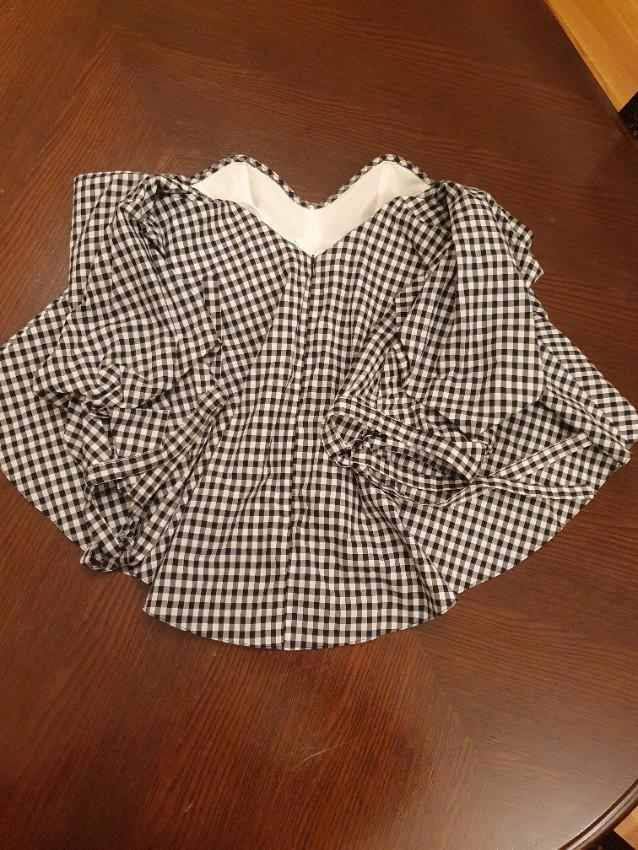 Caroline Constas Black Gingham Gabriella Bardot Top