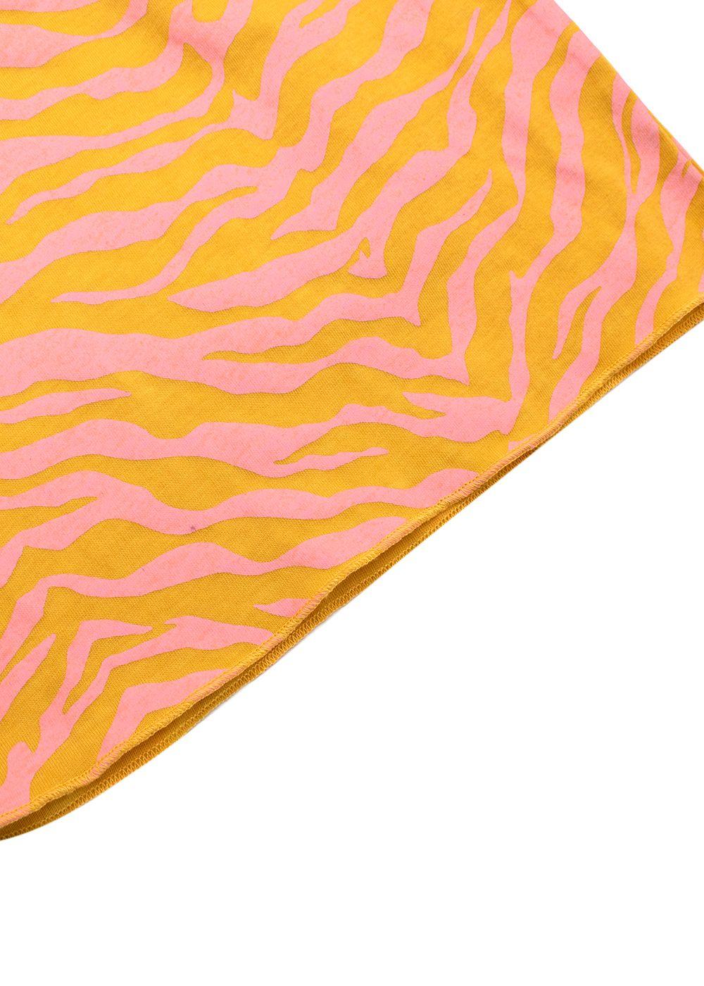 Orange And Pink Cotton Tiger Print Polo -Neck Top