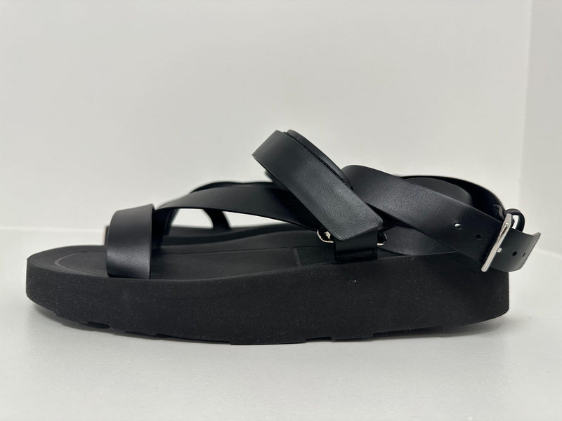 Hermes Black Leather and Rubber Galaxy Sandals